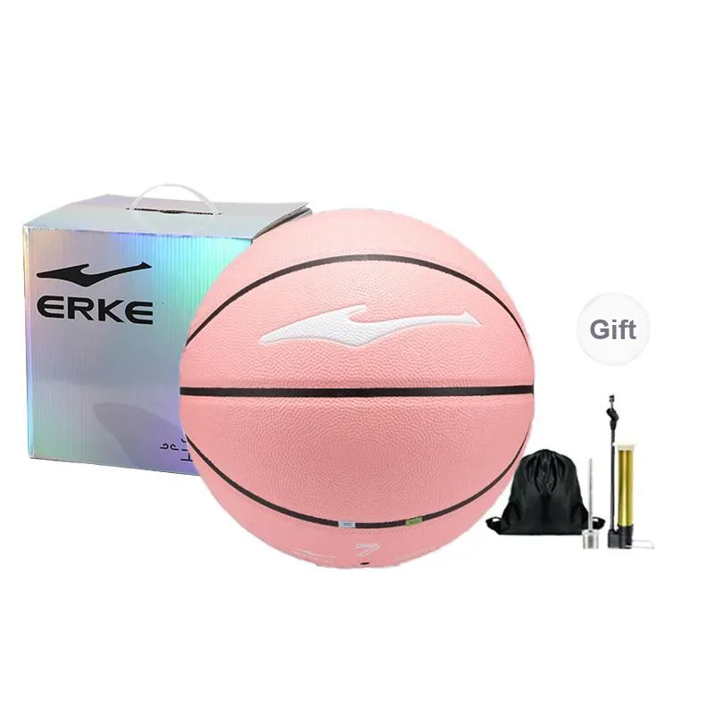 Erke PU Basketball Cherry Blossom Pink Size 7 Ball Training Unisex-4