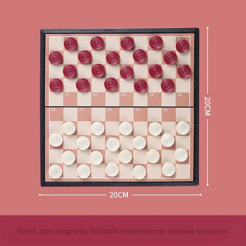 Imono 100 Square International Checkers Magnetic Foldable Board Specialized Western Checkers Board Games-2