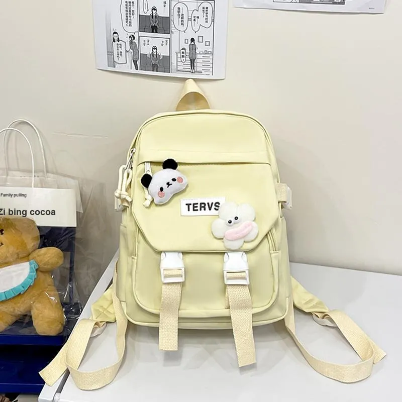 URBAN FOREST Nylon Backpack Unisex White/Black/Yellow/Green/Blue/Pink-13
