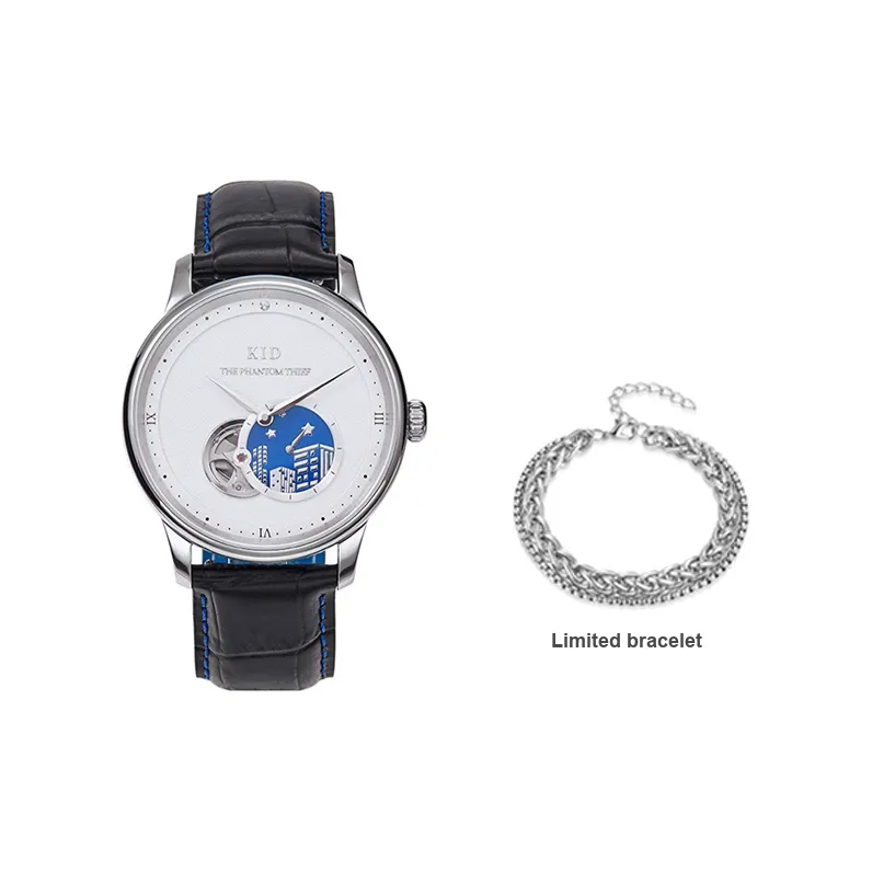 Ingyunshi Механические часы с натуральной кожей ремешок унисекс белый циферблат