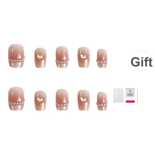 JIABITU Кошачий глаз Французский Жемчужный Ненагружающий Искусственный Ногтик Короткий LADDER Смешанный Градиентный Сияние 14мм