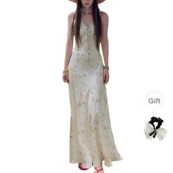 TUSHIFEI Slip Dresses Women's Apricot+Hair Tie Comes With