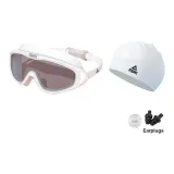 White Swim Goggles (Black Lenses)+White Swimming Cap