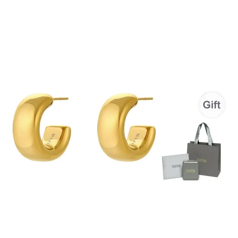 YPYN Titanium Steel Stud Earrings Women's Gold-0