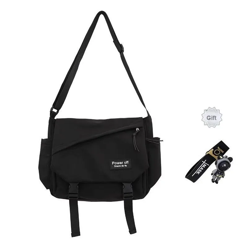 NIUMJ Nylon Shoulder Bag, Crossbody Bag Regular Unisex Black-4