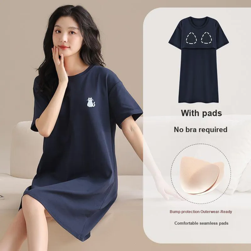 XISHE Nightgown Women's Dark Blue-1