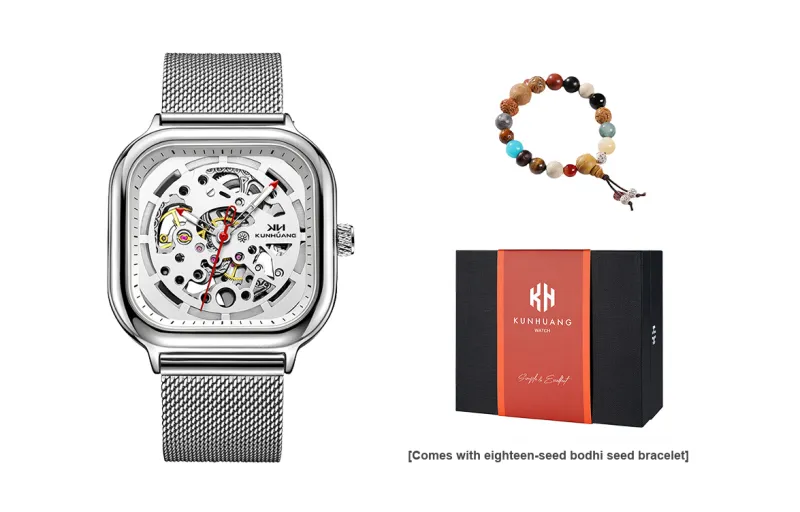 KUN HUANG Mechanical Movement Watch Men's Watches Silver Dial-5