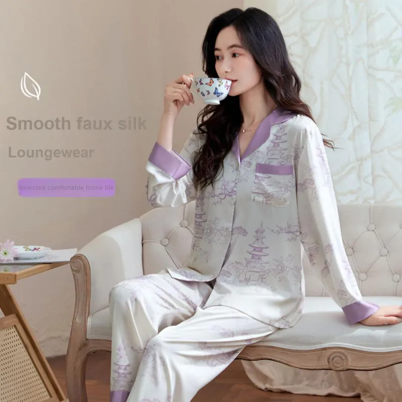 H-YXIANG Pajama Set Women's Hyacinth Purple-1