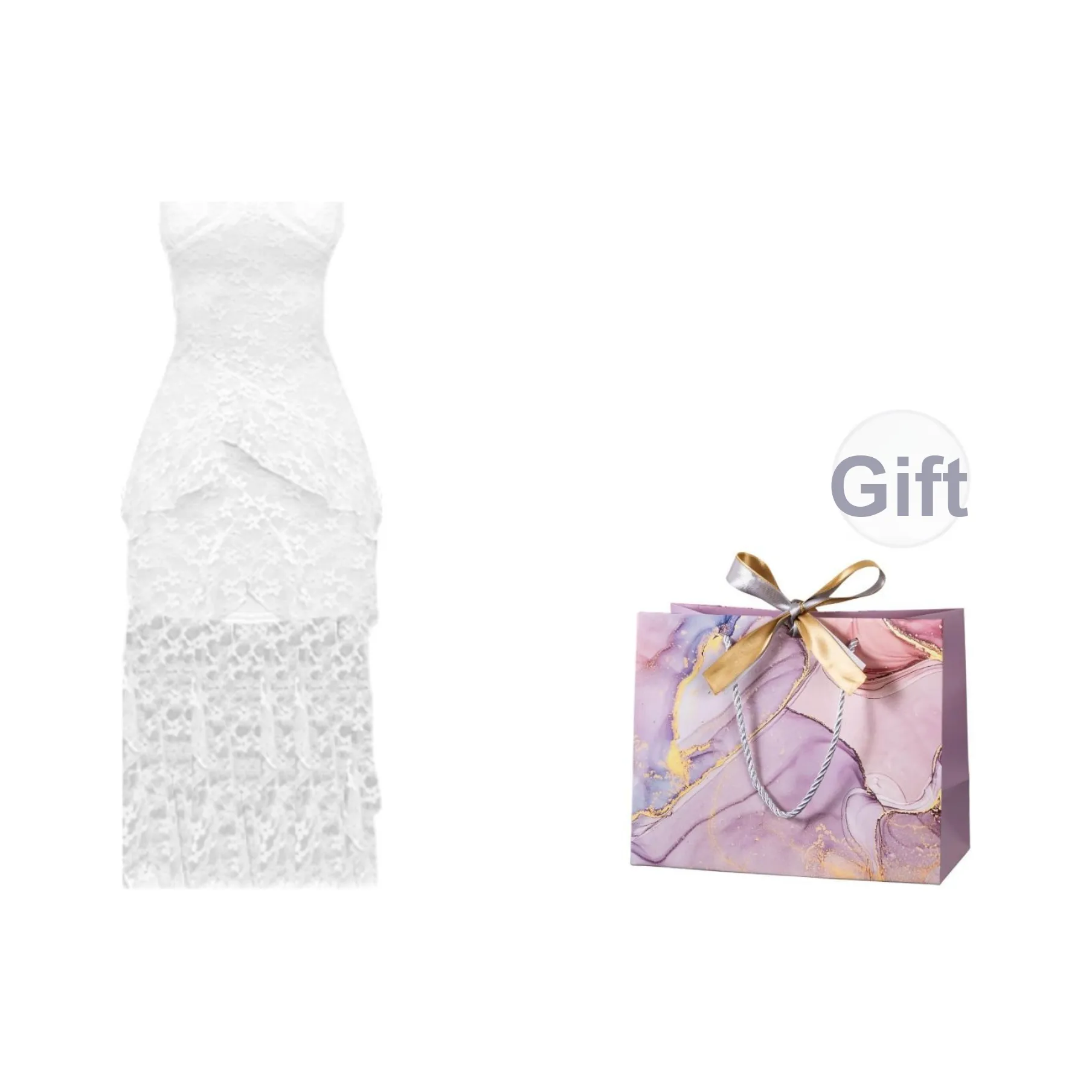 ONNFB Без рукавов Платье Женское Белое Набор в подарочной коробке