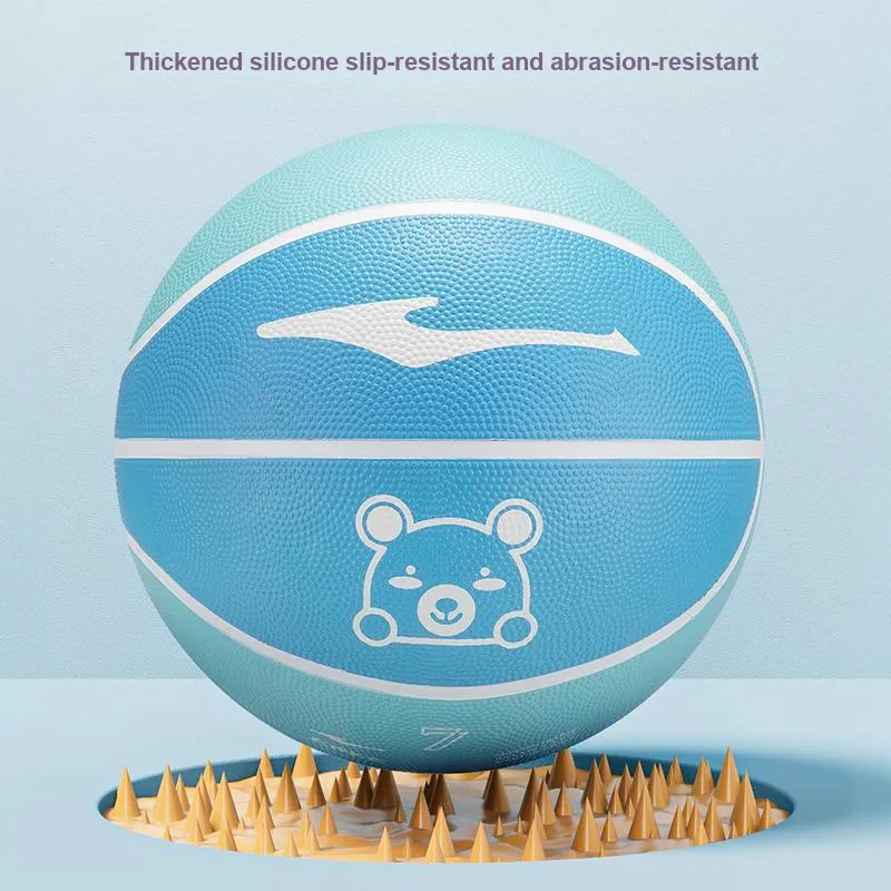 Erke Cute Bear Collection Rubber Basketball Blue Size 4 Ball/Size 5 Ball Training Competition Kids'-2