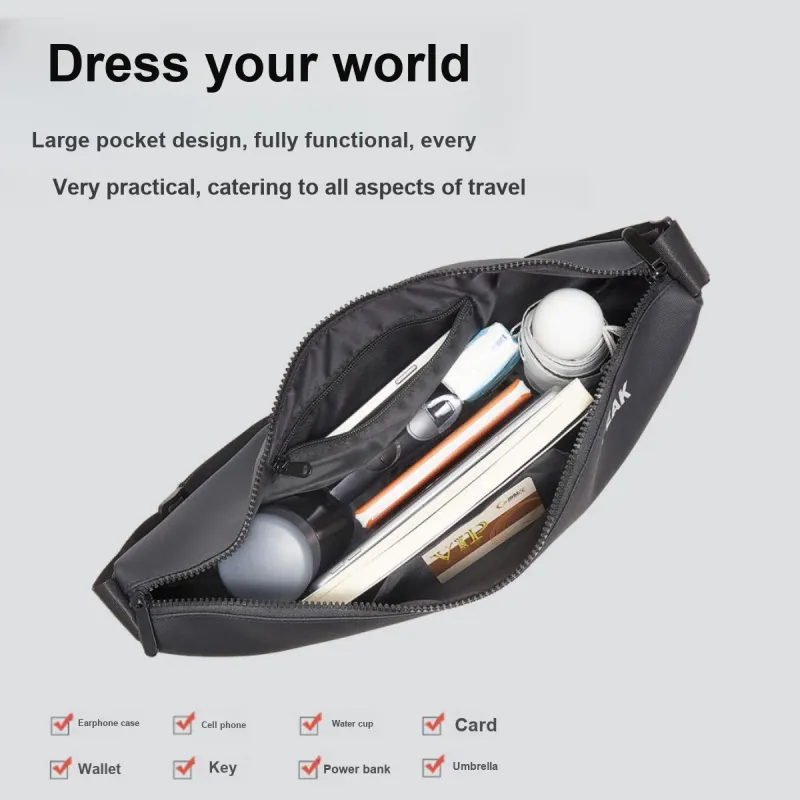 PEAK Fabric Dumpling Shoulder Bag Crossbody Bag Regular Unisex Black-3