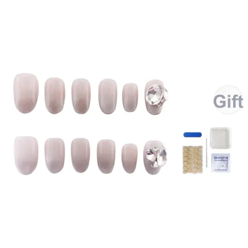 JOLLY BULL Румяна Боковая сторона Свет Стразы Украшенный False Nail Короткий LADDER Розовый Градиентный