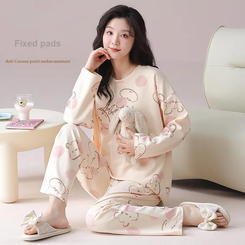 XIAFENYAN Pajama Set Women's Apricot-7