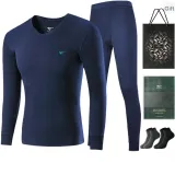 V-Neck Clothing Sets (Navy Blue) 100% cotton Antibacterial/Includes 2 Pack of Cotton Socks+Shopping Bag