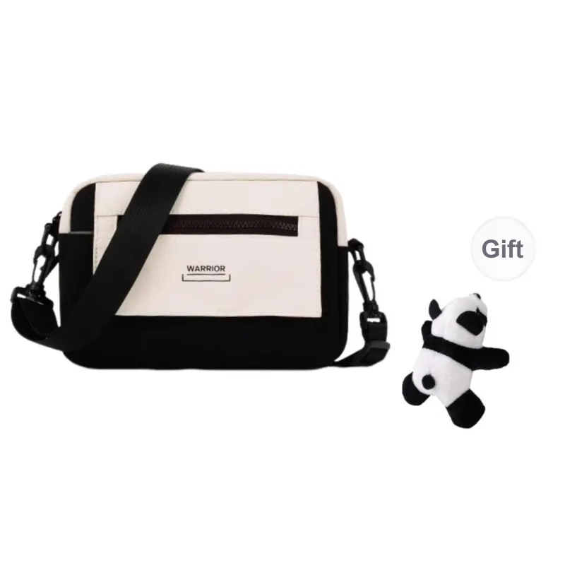 Warrior Nylon Crossbody Bag Regular Unisex Black White-5