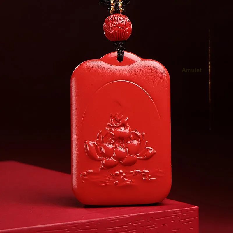 With The Heart Of The Jade Reconstructed Cinnabar Necklaces Unisex-1