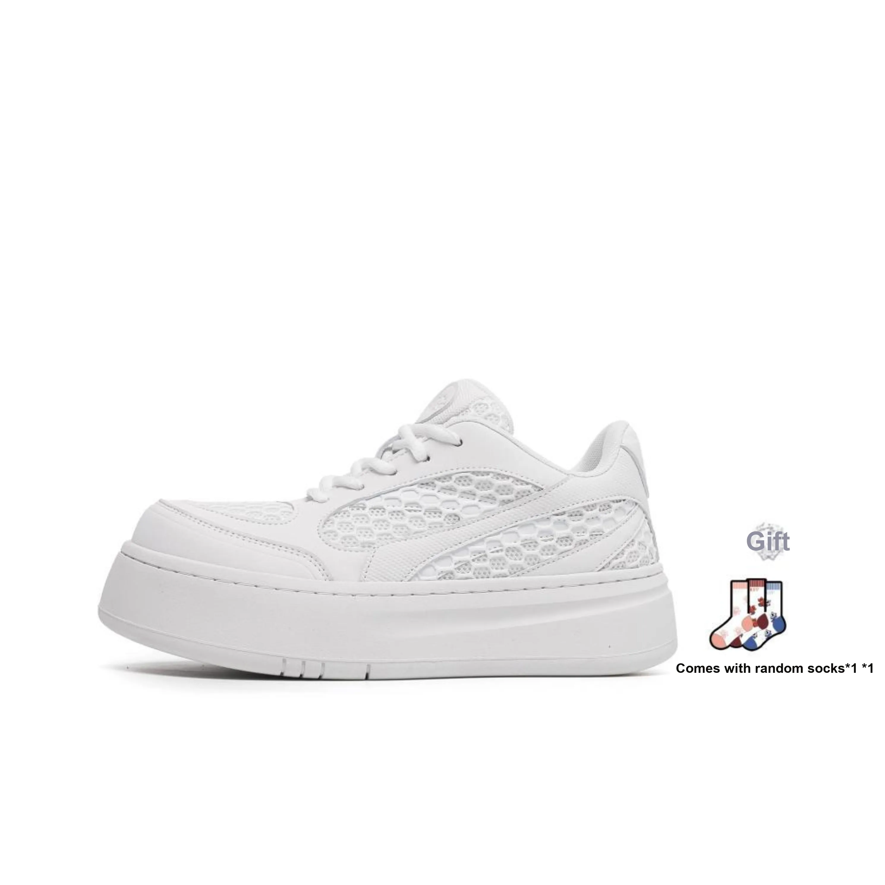 BUFFALO BOUND Slip Resistant, Abrasion Resistant, Breathable Low Top Skateboard Shoes Unisex White