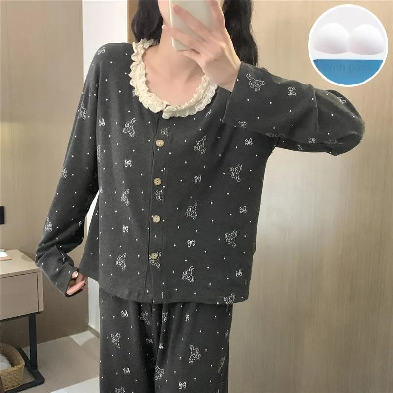 Sleeping Beauty Pajama Set Women's Dark Gray-3