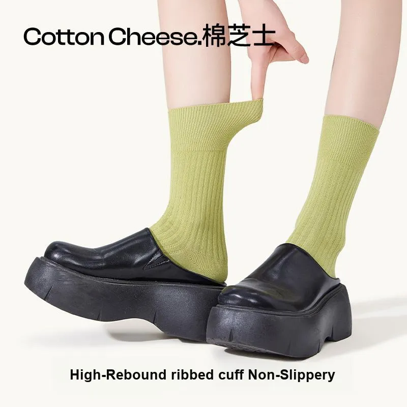COTTON CHEESE Mid Calf Socks Women's 5 Pack-3