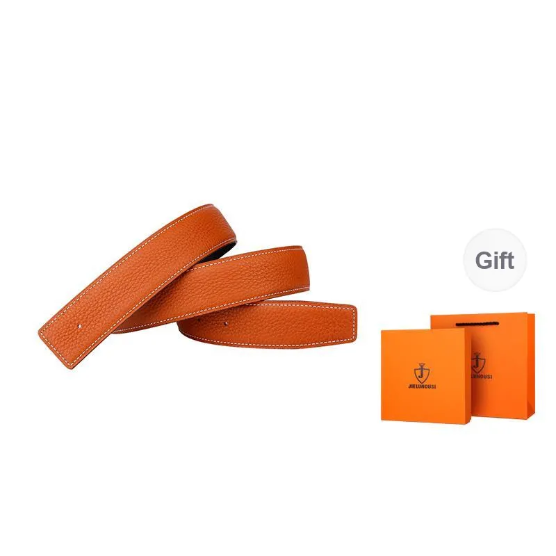 Jaylen Oos Headless H Buckle Smooth Buckle Unique Design Double Sided Top Grain Cow Leather Leather Belts Men's-36
