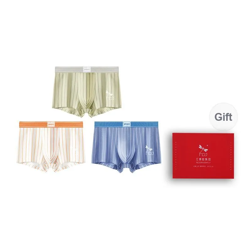 RED DRAGONFLY Cotton Panties Men's 3 Pack Gift Box Set-0