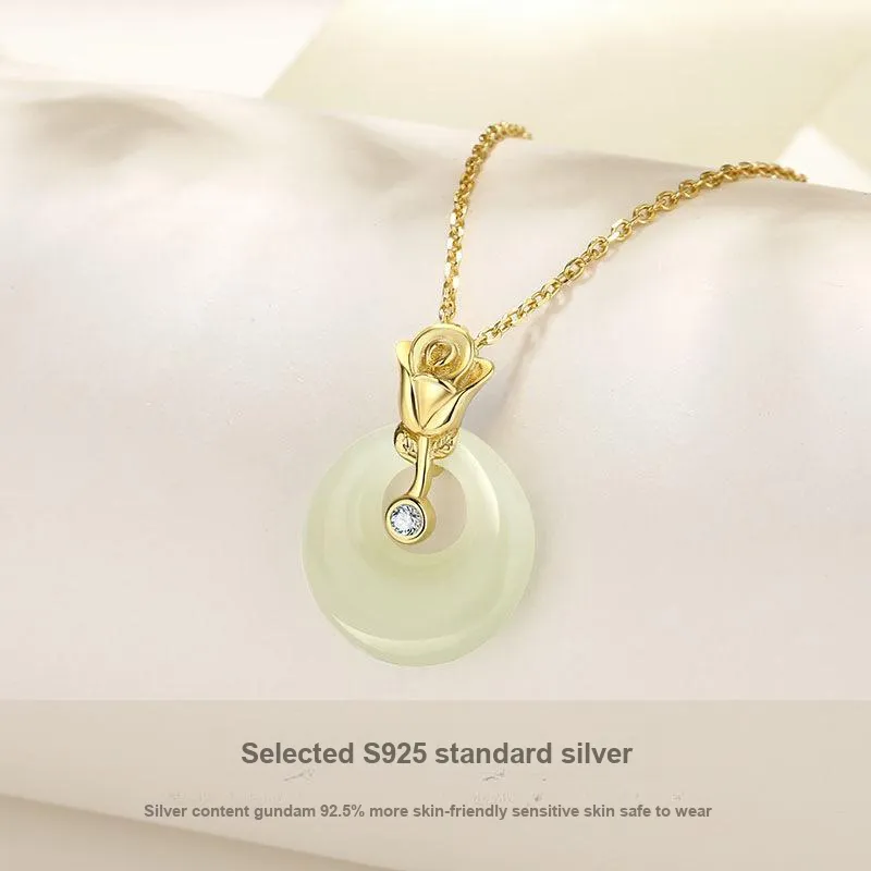 Royal Heaven's Choice Hetian Jade Necklaces Pale Greenish White Jade Unisex-1