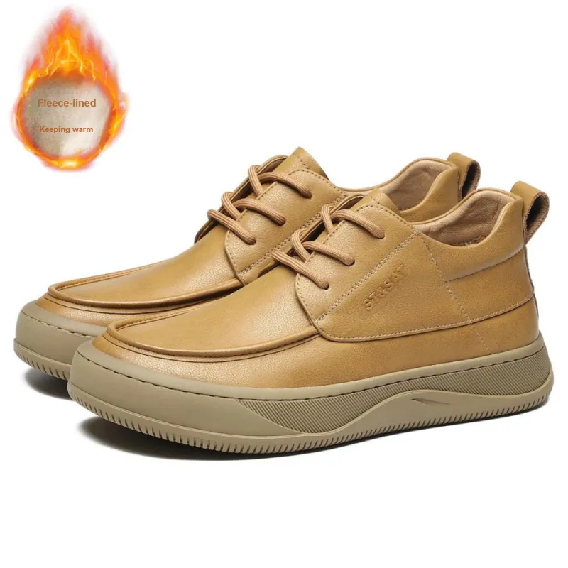 ST&SAT Fleece-Lined Casual Shoes Men's Khaki/Yellow Brown-1