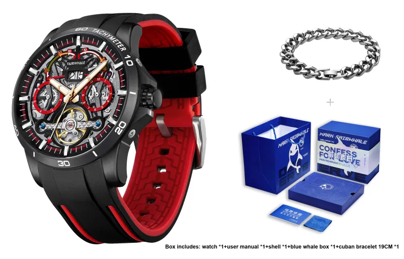 FAIRWHALE Pioneer Collection Men's Red Watch Automatic Mechanical Movement Watch Men's Watches Black Dial-7