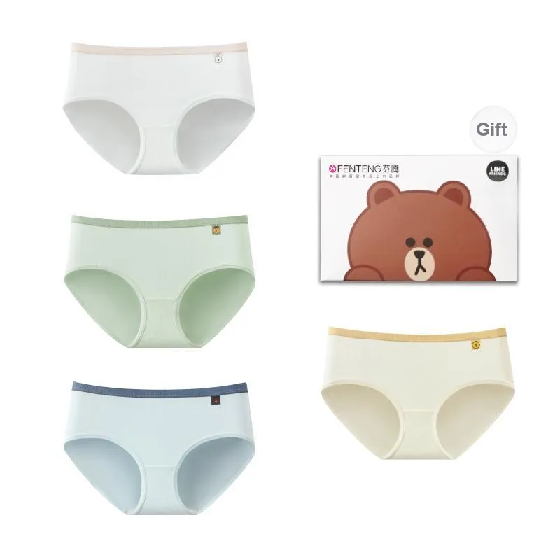 FENTENG x LINE FRIENDS Brown Bear Underpants Women's 4 Pack-3