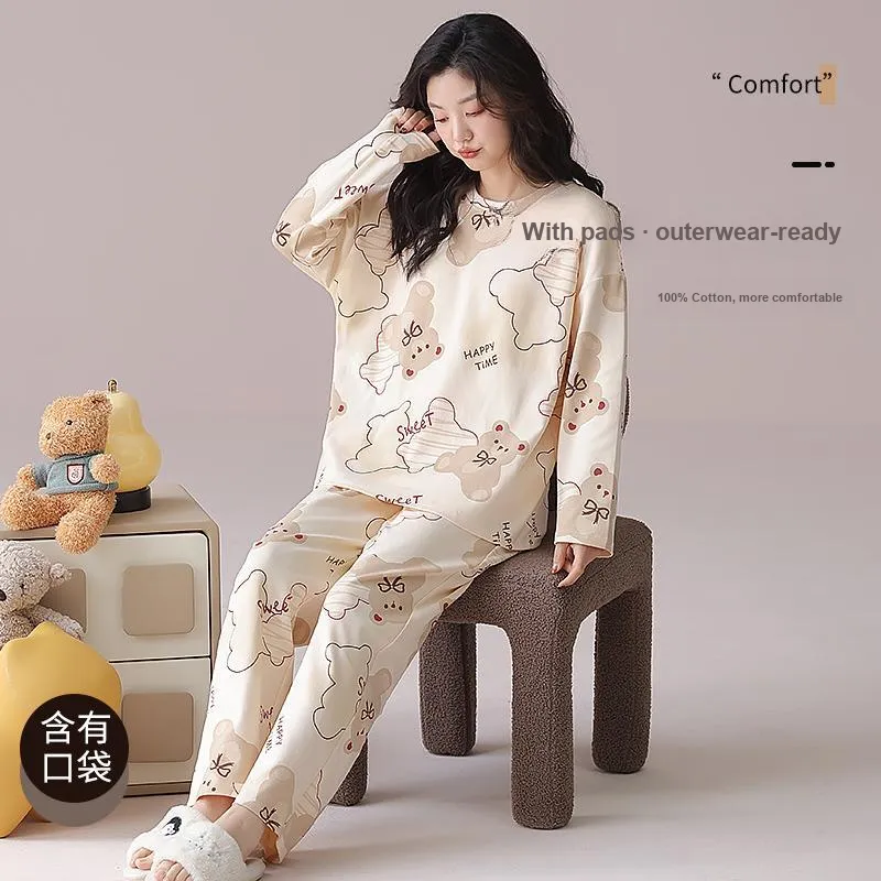 XIAFENYAN Pajama Set Women's Apricot-2