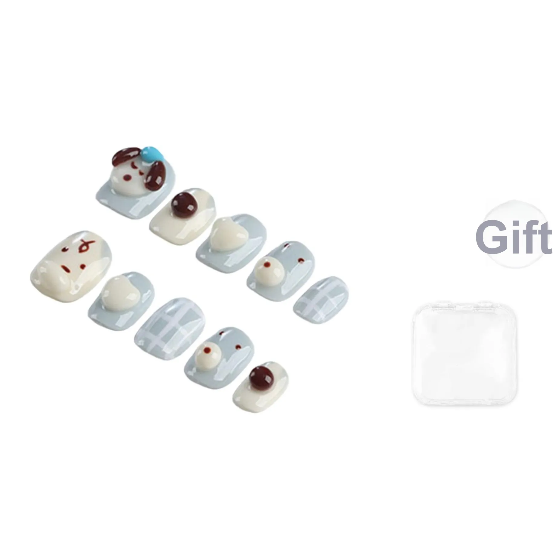 SHANGSHIQIN Милый инструмент для ногтей Премиум Ручная работа 3D-эффект Pompompurin 15mm Короткий LADDER Светло-синий Однотонный