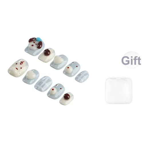 SHANGSHIQIN Милый инструмент для ногтей Премиум Ручная работа 3D-эффект Pompompurin 15mm Короткий LADDER Светло-синий Однотонный