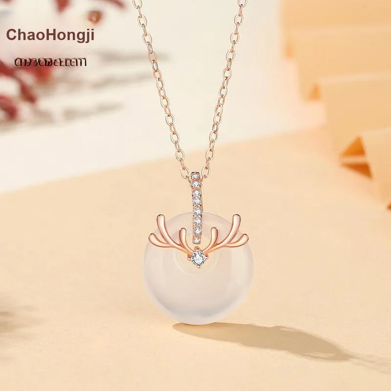 CHAOHONGJI Natural Chalcedony Necklaces Women's-3