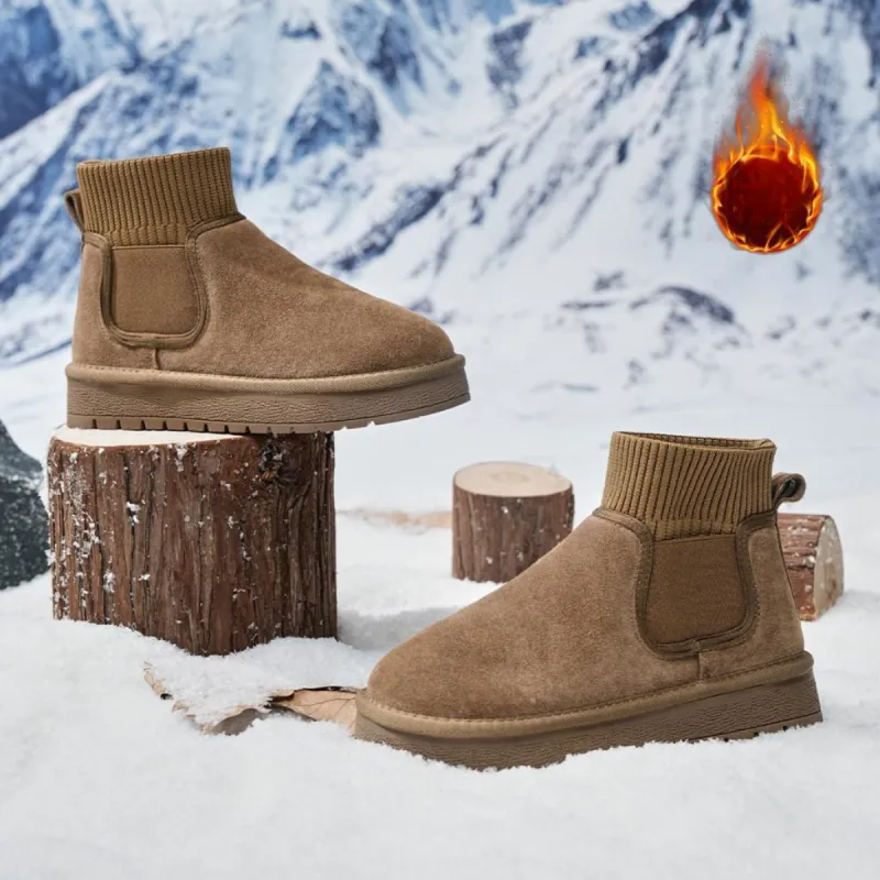 EBLAN Warm Ankle Length Snow Boots Women's Khaki-4