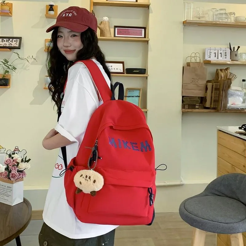 PULEWEI Composite Cloth Backpack Unisex Black/Red/Yellow/Blue-8