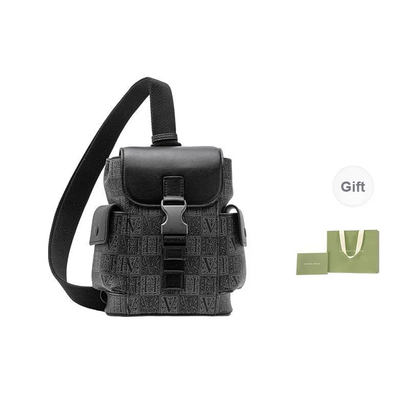 VANESSA HOGAN Monogram Cow Leather Sling Bag Small Size Unisex Black-0