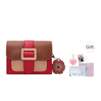 MERIMIES PU Women's Floral Crossbody Bag Satchel Bag Medium Size Women's Caramel Red