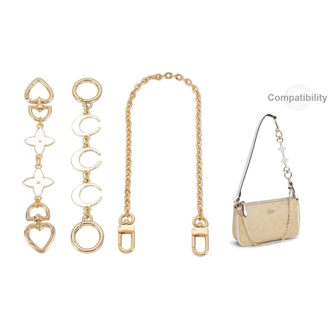 Lan Bao Fan Metal Alloy Bag Accessory Women's Gold Tone, Silver