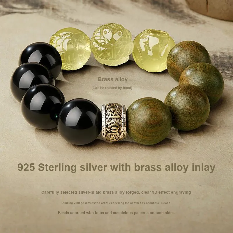 Yi Mingju Green Sandalwood Bracelets Men's-5