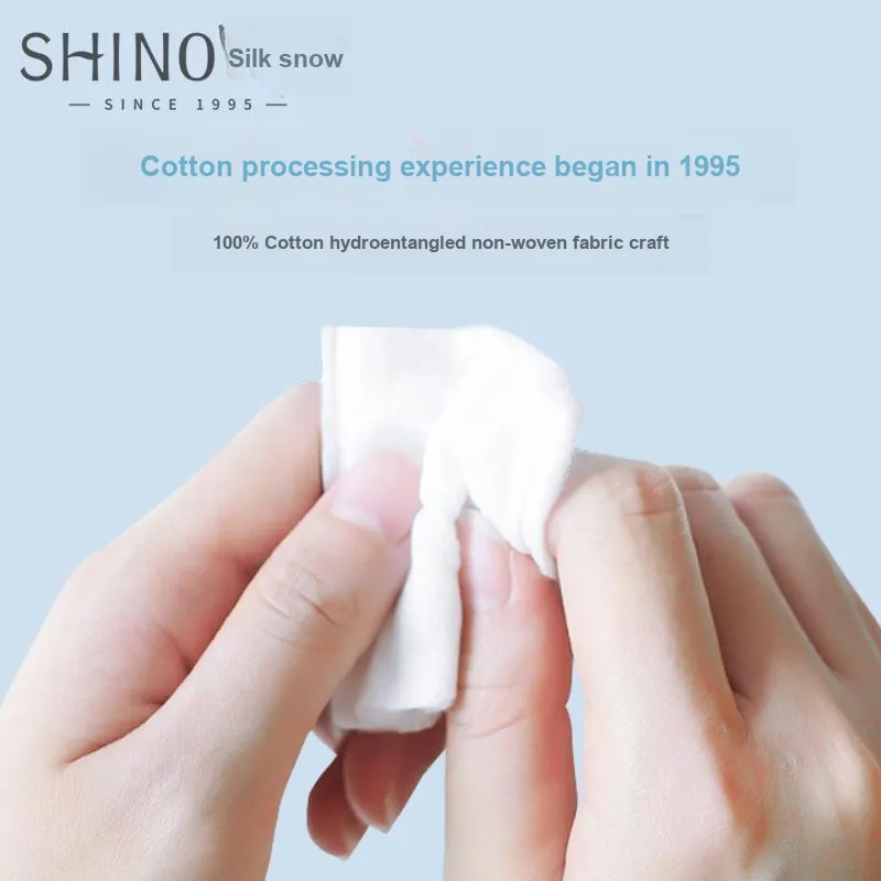 SHINO Silk-N Dual-Effect Makeup Mesh Pure Cotton Makeup Remover Cotton Pads 100 Tablets/box-2