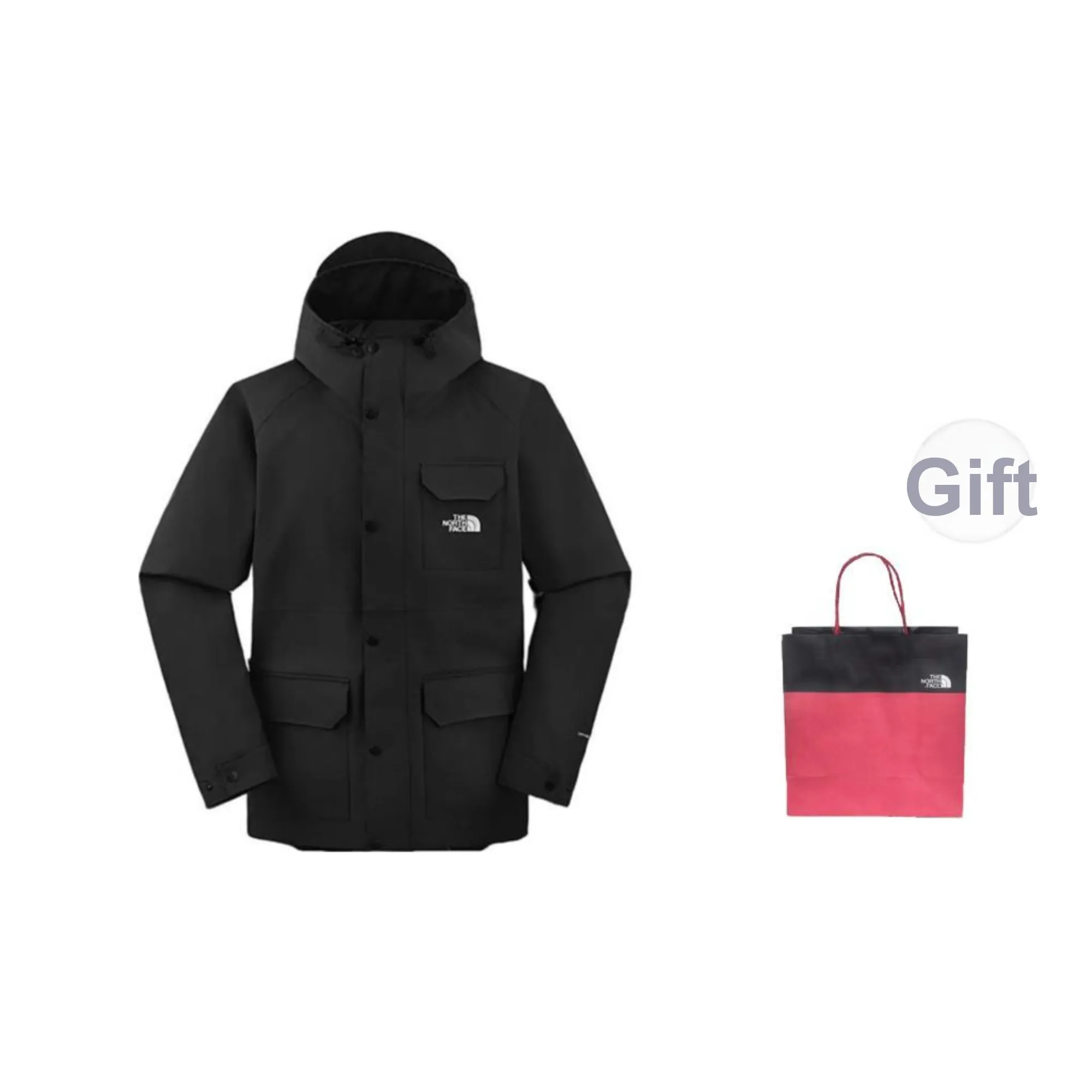 THE NORTH FACE City Outdoor Collection Waterproof And Windproof Windbreaker Jacket Men's Black Shopping Bag Included