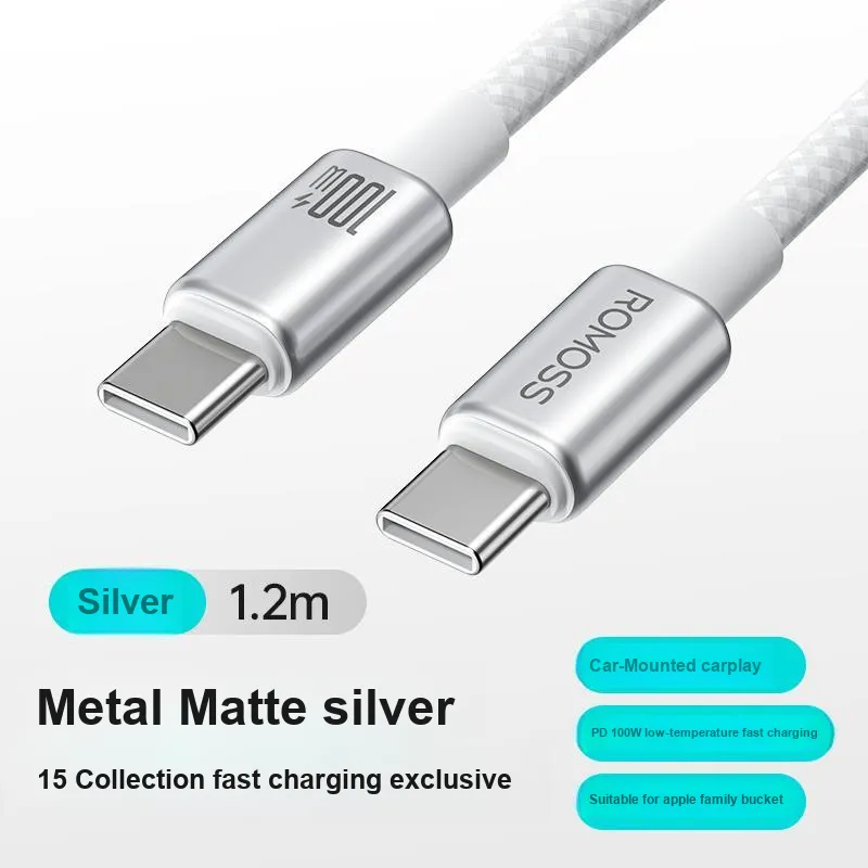 ROMOSS 1.2/2 M Type c To Type c 100W Fast Charging Cable Compatibility Apple Full Range-3