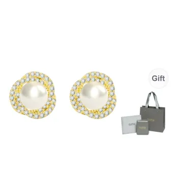 YPYN S925 Silver Stud Earrings Women's Light Yellow