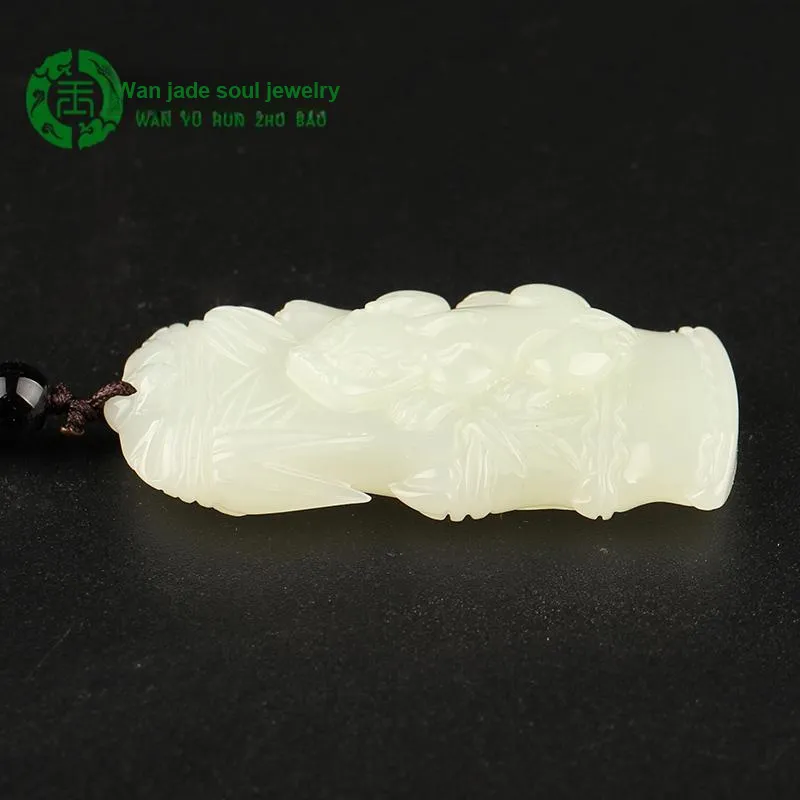 WANYUHUN Hetian Jade Pendants White Jade Unisex-6
