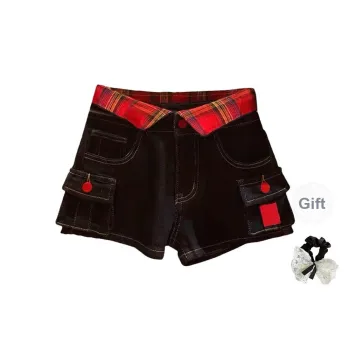 TUSHIFEI Denim Shorts Women's Black+Hair Tie Comes With