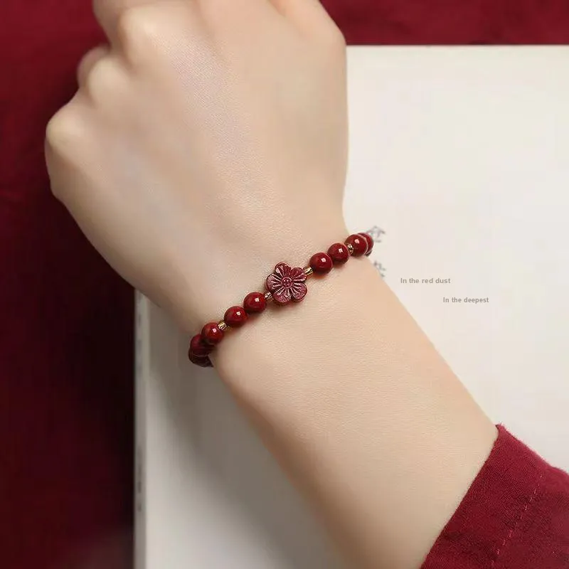 Bubble Scallops Reconstructed Cinnabar Jade Bracelets Unisex-3