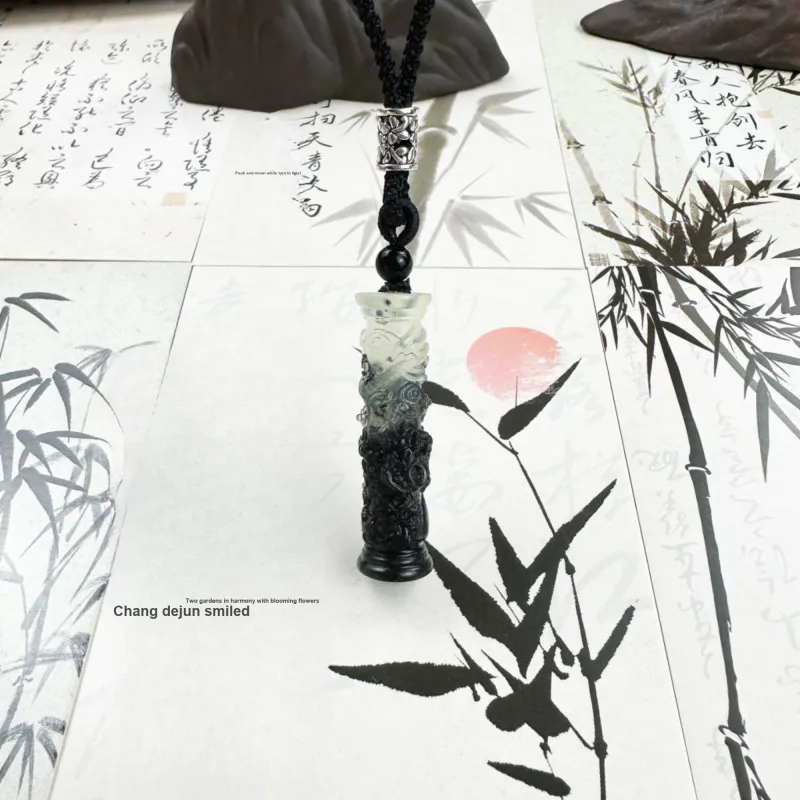 Tang Zhi Natural Serpentine Jade Necklaces Unisex-1