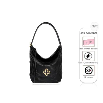CASSILE Cow Leather Shoulder Bag Crossbody Bag Handbag Medium Size Women's Truffle Black