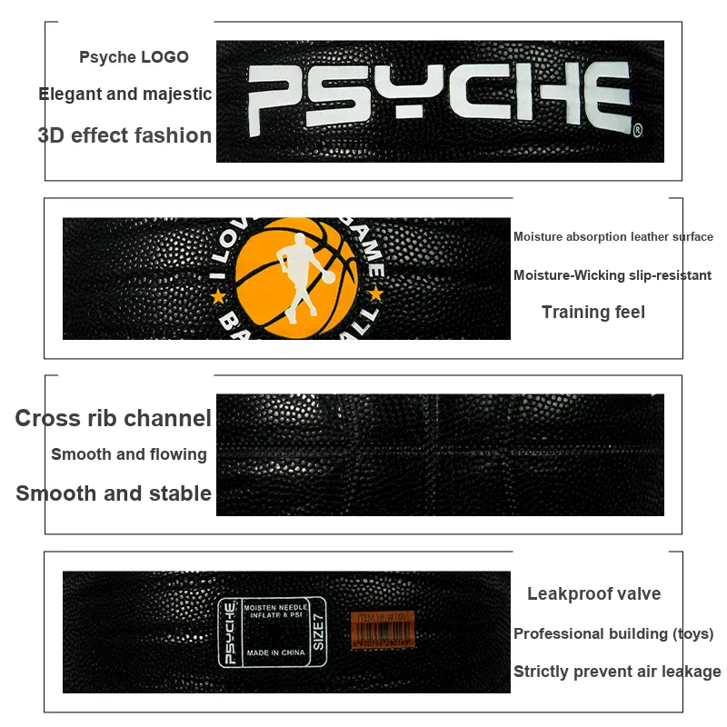 PSYCHE PU Basketball Black Size 7 Training-6