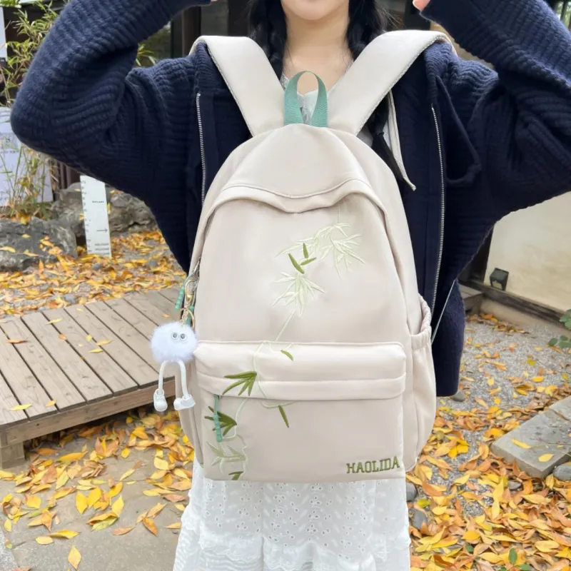 URBAN FOREST Nylon Backpack Unisex Black/White/Khaki-13